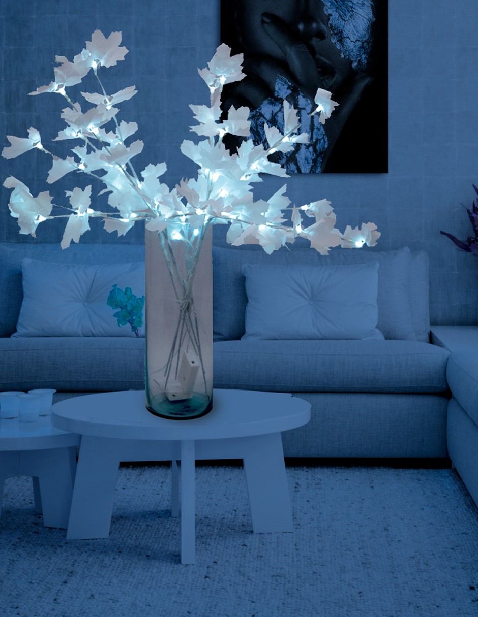 2 RAMAS LUZ LED HOJA MAPLE BLANCA 70CM 3X10LED