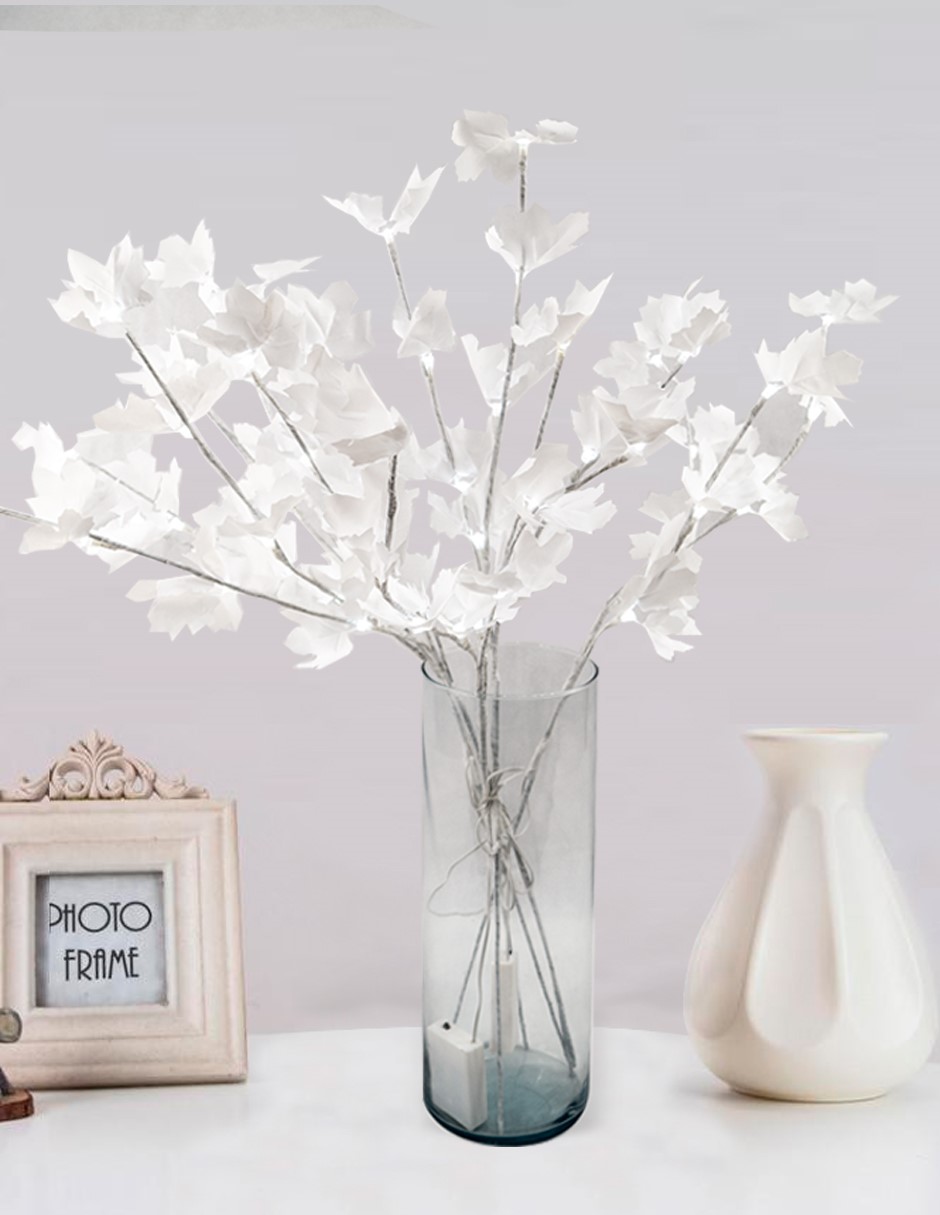 2 RAMAS LUZ LED HOJA MAPLE BLANCA 90CM 3X10LED
