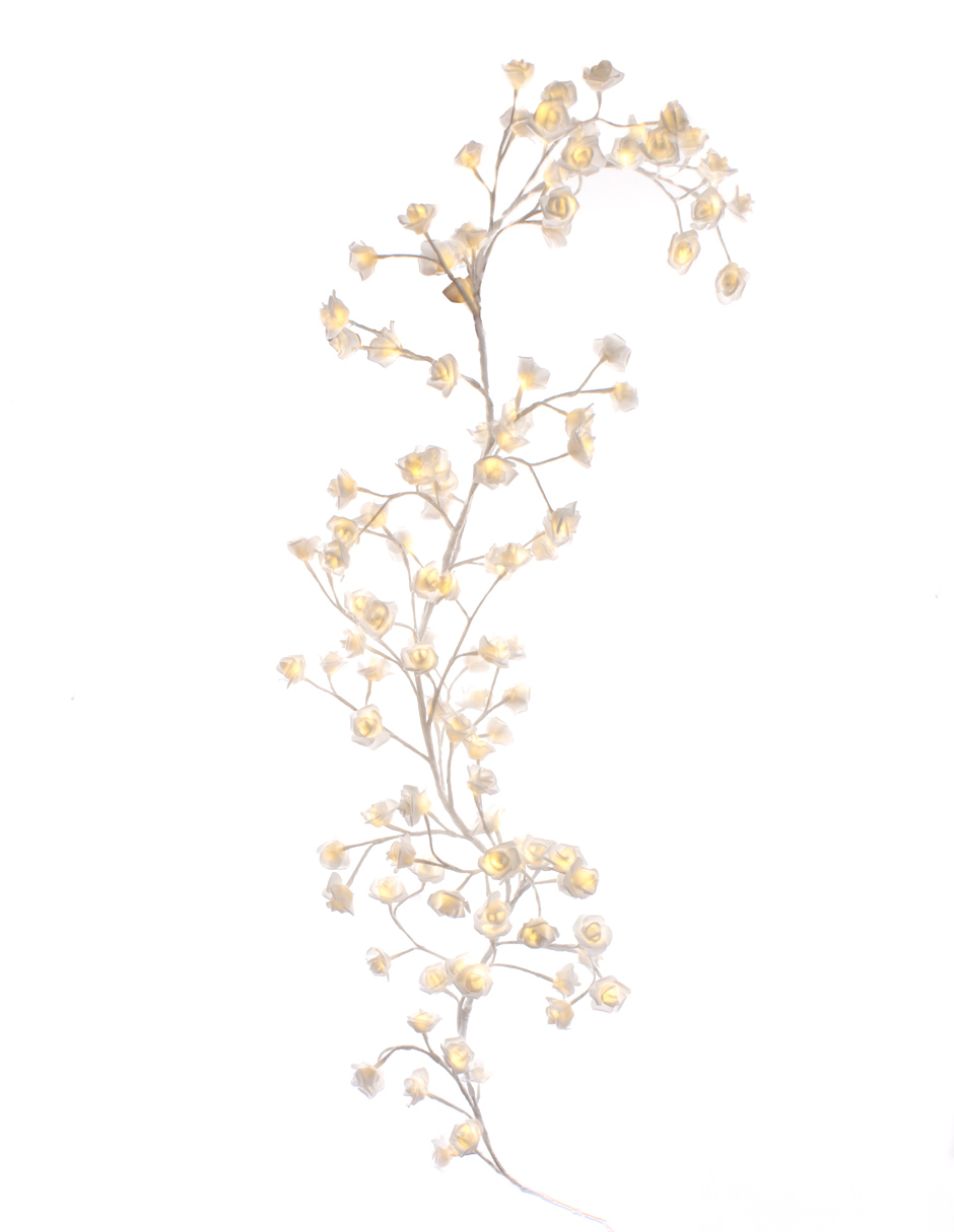 GUIRNALDA ROSAS BLANCAS 200CM 120LED