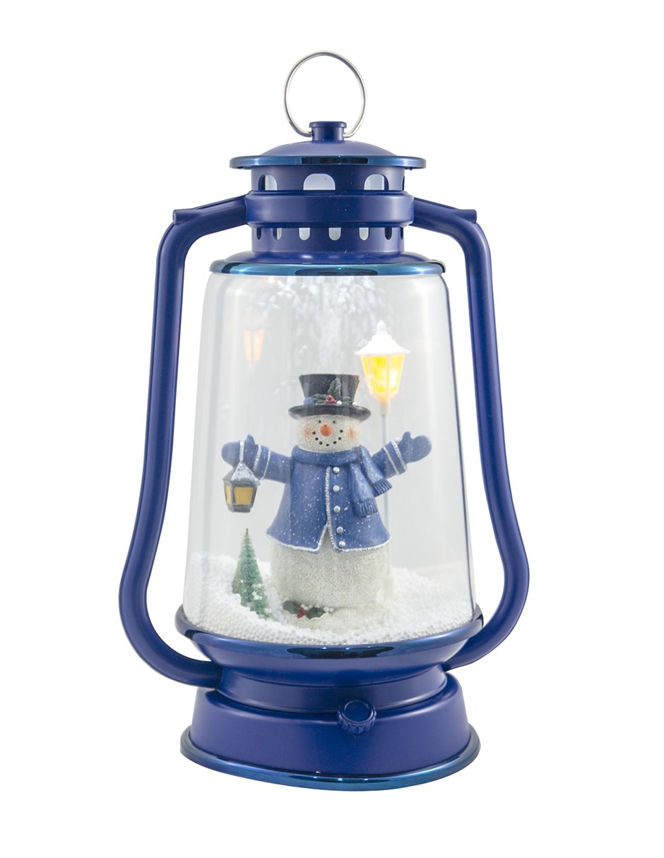 FAROL MUSICAL MUÑECO NIEVE AZUL LUCES LED