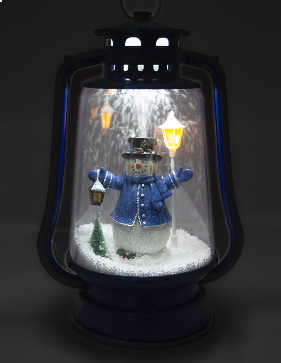 FAROL MUSICAL MUÑECO NIEVE AZUL LUCES LED