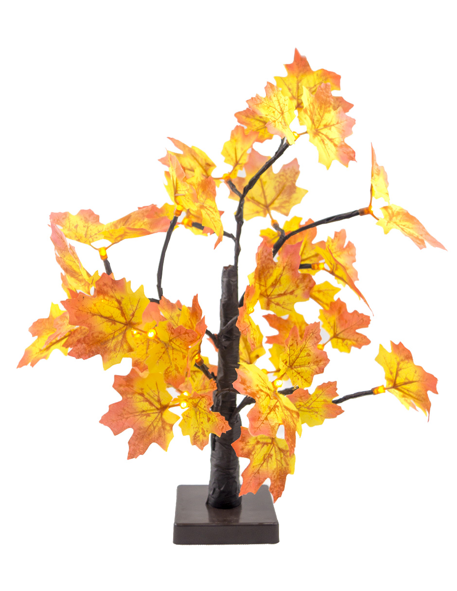 ARBOL LUZ LED HOJA MAPLE NARANJA 45CM 24LED