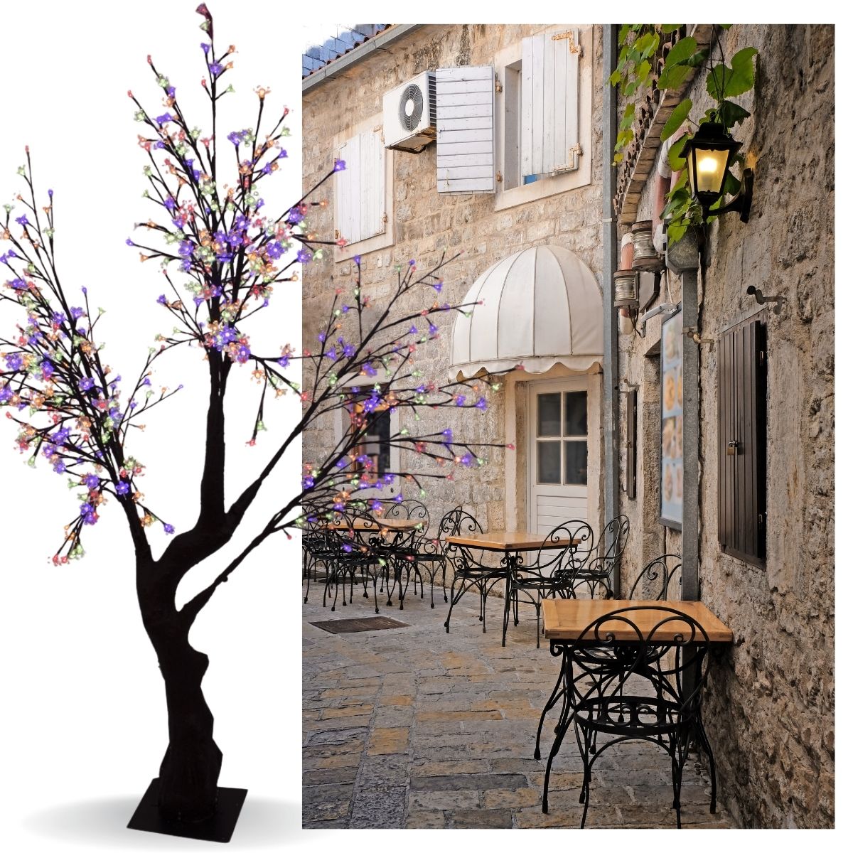 ARBOL LUZ LED FLORES MULTICOLOR 200CM 576LED
