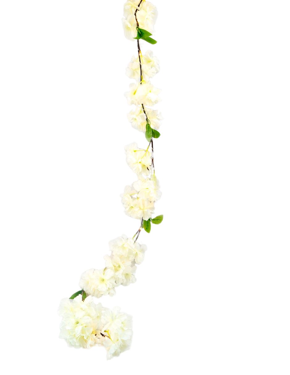 4 GUIRNALDAS FLOR CEREZO BLANCA 180CM 20LED