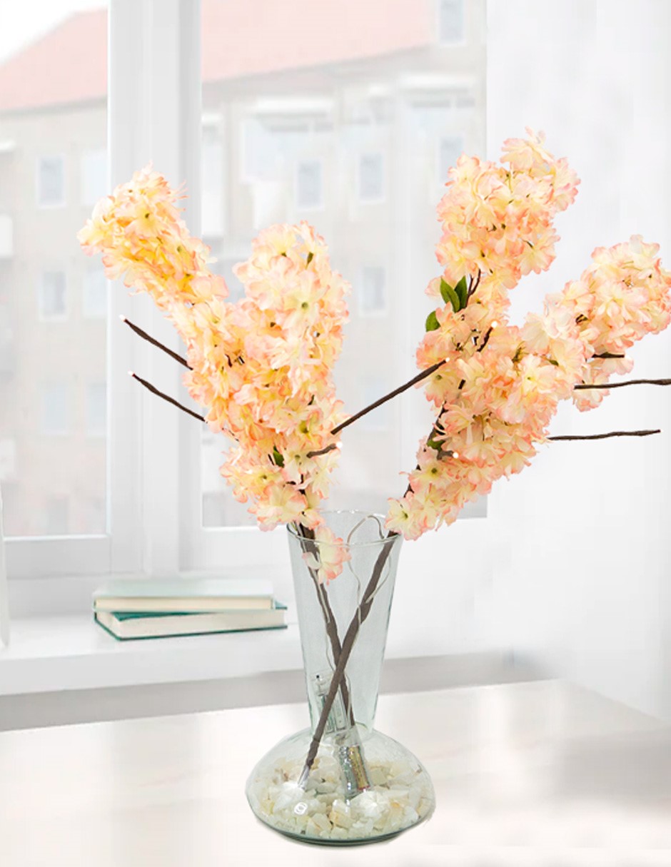 4 RAMAS LUZ LED FLOR DE CEREZO CHAMPAGNE 80CM 12LED
